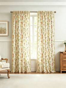 1pc Plaid Print With Tassel Trim Linen Material Modern Linen Gauze Curtain - Japanese Linen Style, Rod Pocket Design, Suitable For Living Room And Bedroom - Transparent And Light Filtering Curtain, Living Room Curtain, Bedroom Curtain (Tie-Back Not Included) - Multicolor - View 3