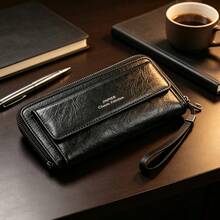 1pc Fashion Pop-Up Wallet, Grass Pattern PU Carbon Fiber Microfiber RFID Anti-Theft Metal Card Holder With Coin Pocket, Suitable For Daily Carry - Black - View 9