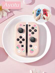 Ayotu Cartoon Strawberry & Dot & Flower Pattern Game Console Shell And Accessories Compatible With Switch/Switch OLED/Switch Lite, Includes Protective Case, Storage Bag, Dock Shell, Controller Protective Cover And More Styles To Choose From, Back To School Gift/Birthday Gift/Anniversary Gift. - View 26
