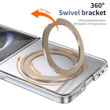 VIETAO 360度旋轉隱形支架透明材質手機殼，適用於 Galaxy Z Flip 8 7 6 5，附強化玻璃螢幕保護貼 - 金色 - 查看 2