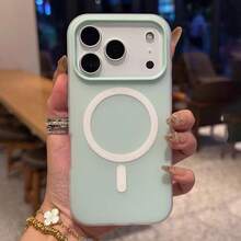 夏季清新色果凍感 2 合 1 磁吸手機殼，相容 iPhone 16 17 16e 17e，磨砂觸感防摔硬殼，相容 iPhone 15 14 13 11 16 Pro Max 17 Pro Max 12 - 淡青色 - 查看 9