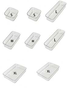 11/10/8/4/3pcs Drawer Storage Boxes, Transparent Cosmetic Desktop Organizer, 4 Sizes, Household Small Item Storage, Storage Accessories - Clear - View 9