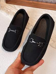 1 Pair Loafers Oxford Shoes, Soft Sole Casual Slip-On Sneakers Suitable For Boys' Spring/Autumn Outdoor Training Wear - Black - View 2