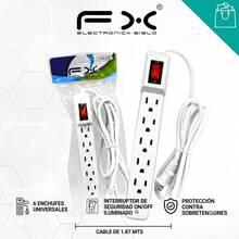 Power Strip With 6 Universal Outlets – 1.87m Cable, Illuminated Switch, Surge Protection - US A Type Plug(110-127V) - View 1