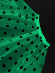 Plus Size Women's Green Polka Dot Print Tie-Front Mesh Top (No Bra Needed) Vacation - Green - View 7