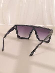 1pc Square Big Frame Rivet Side Mirrored Fashion Glasses, Unisex Fashion Eyewear Suitable For Street, Beach, Party, Travel, Gift For Ladies - Dusty Purple - View 4