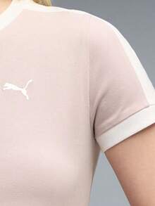 Puma Women's T7 ALWAYS ON Slim Tee - Misty Pink Short Sleeve Knit Collarless T-Shirt T63395249 - Party Punch - View 5