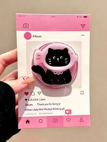 1pc Cute Cartoon Flower Black Cat Magnetic Phone Stand, Telescopic Strong Adsorption Phone Slide Cover Stand (Phone Case/Phone Back Needs To Attach The Included Magnetic Plate For Stronger Magnetic Adsorption And Less Likely To Fall) - Flower Cat - View 6