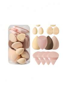 14 Pcs Makeup Sponge Set With Storage Jar, Soft Makeup Sponge For Liquid Foundation, Makeup Sponge Finger Puff, Dual-Use Dry And Wet Foundation Makeup Puff - Multicolor - View 5