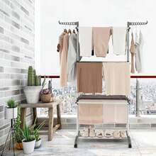 Telescopic Clothes Drying Racks - Gray - View 7