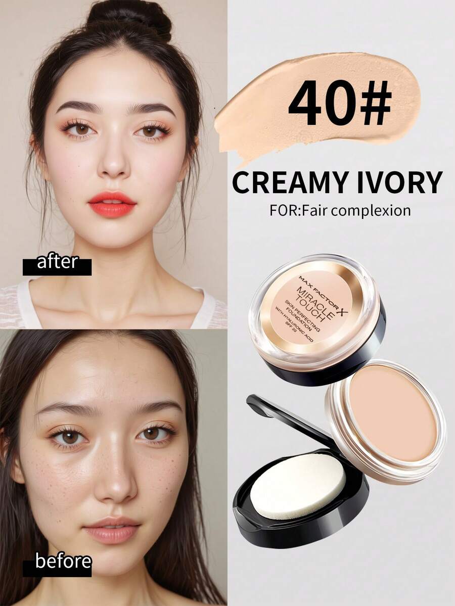 Max Factor Miracle Touch 液態幻象粉底液 SPF30,40 奶油象牙色 - 40 Creamy Ivory - 查看 1