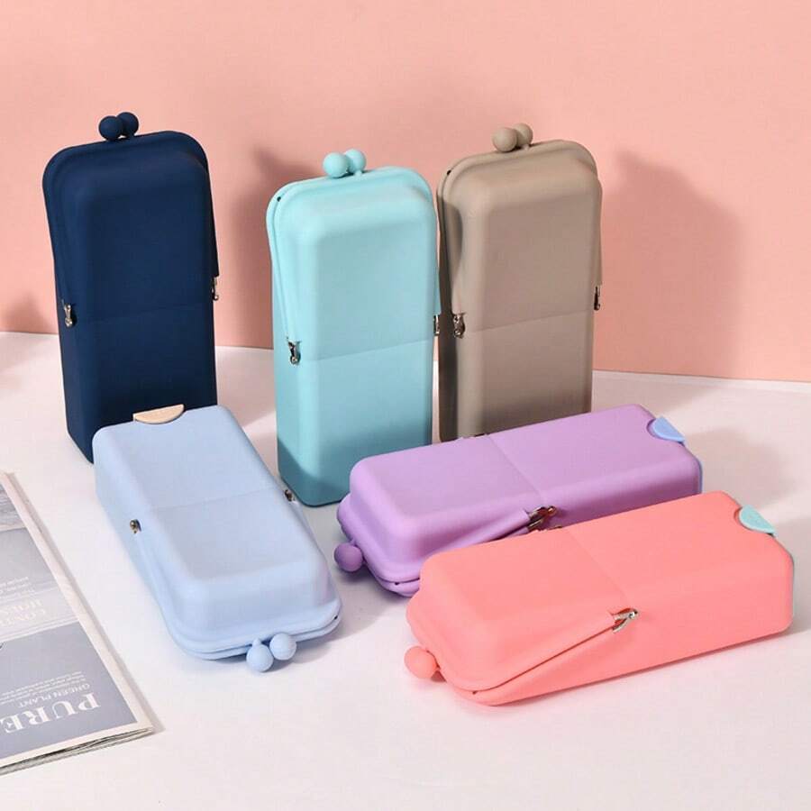 Hộp bút silicon đứng đa năng, có thể dùng làm giá đỡ điện thoại, hộp lưu trữ dung tích lớn cho học sinh, văn phòng phẩm, mỹ phẩm, tai nghe, trang sức