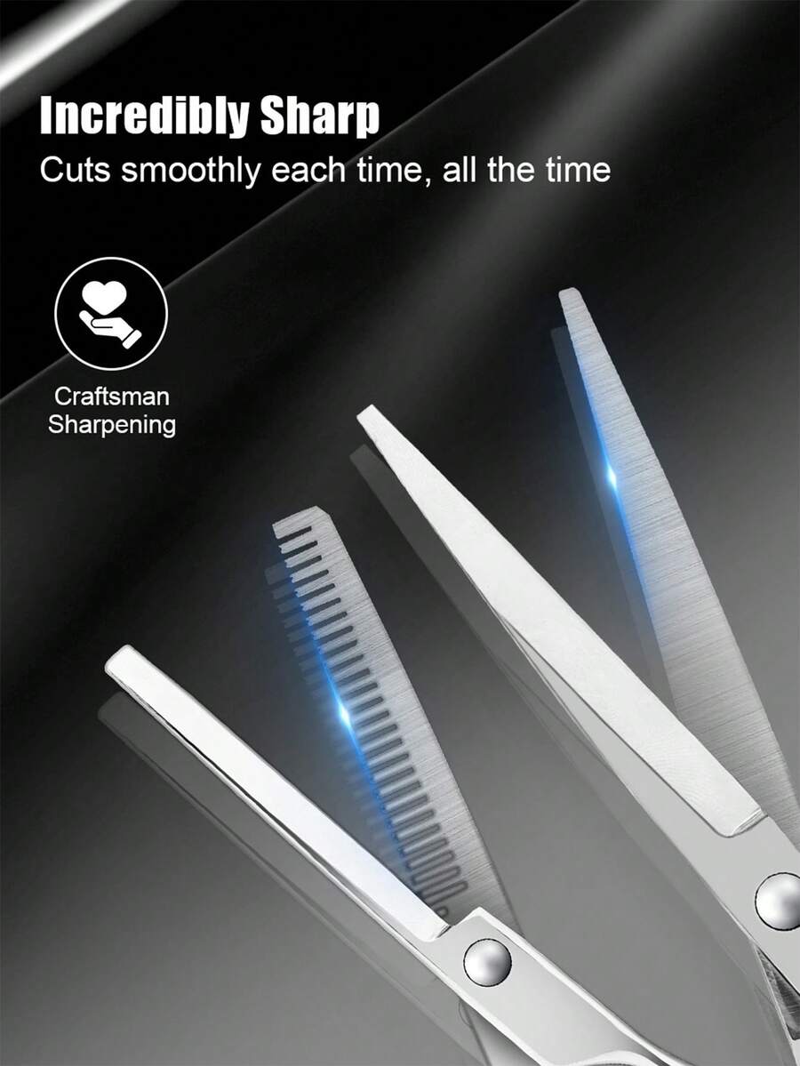HIENA Silver Professional Hair Clipper Set, Precise Trimming, Soft Thinning, Hairstyle Styling And Contour Modification, Manually Adjustable Scissors, Designed To Create A Salon Level Experience, Suitable For Home Use And Professional Hairdressers - Silver - View 1