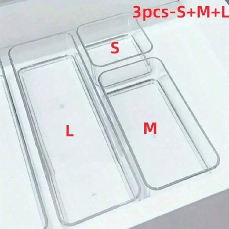 8/4/1 Compartment Transparent Plastic Drawer Cosmetic Storage Box, Desktop Divided Storage Box And Bucket, Vanity Jewelry Makeup Organizer - Clear - View 8