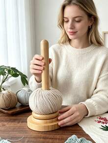Wooden Yarn Holder, Detachable Yarn Winder, Rotating Yarn Spool Rack, Desktop Yarn Storage Organizer Stand, Wooden Yarn Rack, Desktop Yarn Storage Rack, Tabletop Knitting Tools, Multi-Functional Rotating Wooden Yarn Spool, Crochet Yarn Spool Rack, Bamboo Wooden Knitting Yarn Spool Rack, DIY Yarn Spool Knitting Tools, Ergonomic Design, Desktop Tangle-Free Yarn Storage Tool, Knitting Accessories And Supplies, Suitable For Hand Knitting And Winding, Home DIY Knitting Tools, Yarn Storage - Multicolor - View 1
