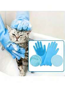 8pcs Pet Grooming & Cleaning Tool Set, Includes Deshedding Brush, Grooming Gloves, Flea Comb, Pet Shampoo Brush, Towel And Pet Toothbrush. Easily Remove Pet Hair, Essential Tools For Small, Medium And Large Pets - Multicolor - View 7