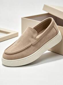 Men's Casual Shoes Suede Loafers Classic British Style Lightweight Soft Flat Shoes - Apricot - View 11