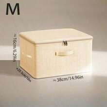 Zippered Lid Storage Box, Storage Box With Handle, Foldable Cube Storage Basket With Lid, Wardrobe Clothing Storage Container, Creative Wardrobe Storage, Suitable For Various Underwear And Dresses, Also Suitable For Wardrobe Or Underbed Storage. - Beige - View 9