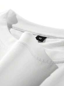 FRACTYR Men's Minimalist Solid Color Crew Neck Long Sleeve Top, Loose Streetwear Basic Long Sleeve T-Shirt - White - View 7