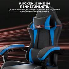 Ergonomic Gaming Chair With Lumbar Support And Headrest, Height-Adjustable Gamer Chair, PC Chair For Adults, Girls And Boys - 藍色 - 查看 3