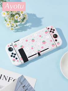Ayotu Cartoon Strawberry & Dot & Flower Pattern Game Console Shell And Accessories Compatible With Switch/Switch OLED/Switch Lite, Includes Protective Case, Storage Bag, Dock Shell, Controller Protective Cover And More Styles To Choose From, Back To School Gift/Birthday Gift/Anniversary Gift. - View 19