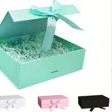 Magnetic Folding Gift Box With Satin Ribbon, Luxury Flip Top Gift Box, Wedding Birthday Holiday Gift Packaging Box, Suitable For Cosmetics Jewelry Gifts - Multicolor - View 5