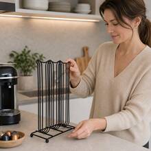 27x16x9cm Black Iron Vertical Coffee Capsule Holder, Rotatable Space-Saving Kitchen Storage Organizer, Random Color - Coffee Brown - View 1