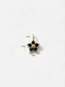 1pc S925 Sterling Silver Exquisite Full Rhinestone Pentagram & Small Flower Pendant DIY Accessory, Multi-Color Rhinestone Flower Charm For Handmade Jewelry - Gold - View 7