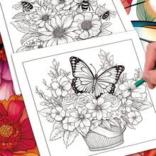 Tlenpo 1 Book, Butterfly & Mandala Pattern Adult Coloring Book - 1 Book 20 Pages, 8.3 X 8.3 Inches, Used For Adults To Relieve Stress, Anxiety And Other Emotions, Holiday Gift, Back To School Gift, Christmas Gift, Halloween Gift, Also A Perfect Choice For Many Other Holiday Gifts (Accessories Not Included) - A - View 3