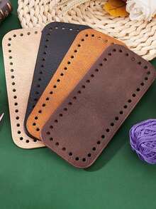 1pc PU Leather Crochet Bag Base, Rectangular Bag Bottom Support Board With Pre-Drilled Holes, Suitable For DIY Handmade Crochet Bags, Shoulder Tote Bags And Coin Purses, Practical Handmade Knitting Accessory - Multicolor - View 2