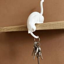 2pcs Cute Cat Key Holder Shelf Statue With Hanging Tail Hooks - Modern Plastic Key Organizer, Suitable For Entryway Key Hooks, Cat Lover Holiday Gift, Multi-Room Decor, Bathroom Multi-Functional Hanging Storage Rack - Multicolor - View 8