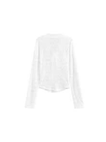 Women's New Long Sleeve Base Layer Top, Early Autumn Unique White T-Shirt, Niche Design Blouse - White - View 5