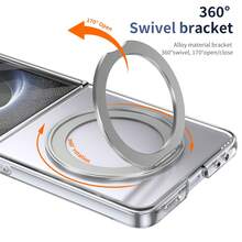 VIETAO 360 Degree Rotating Invisible Stand Transparent Material Cell Phone Case Compatible With Samsung Galaxy Z Flip 8 7 6 5 Mobile Cover With Tempered Glass Screen Protector - Silver - View 2