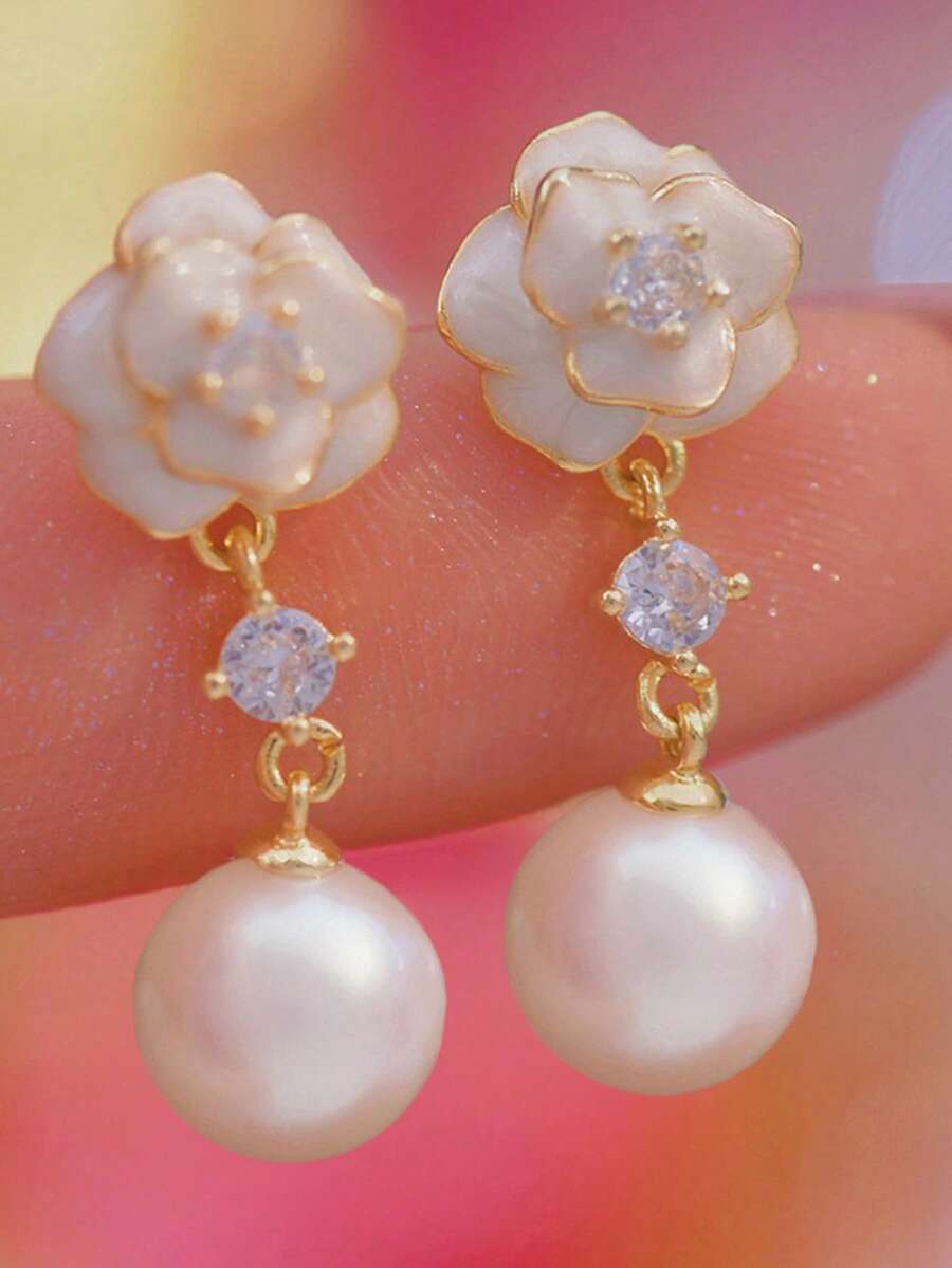 1 Pair Elegant Cubic Zirconia Earrings For Women, Wedding, Engagement, Party Jewelry, Valentine's Day Gift - 1# - View 1