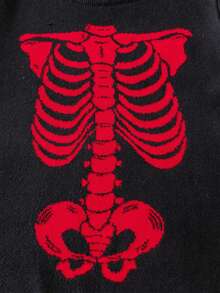 Boys' Street Style Skeleton Pattern Sweater Knit Pullover Suitable For Halloween Spring Autumn Winter - Red - View 7
