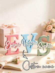 1pc Customized 3D Printed Nameplate Decor - Personalizable Name/Text/Initial, Suitable For Birthday, Wedding, Graduation Gifts, Can Be Used As Office, Home Desktop Decoration Customized Nameplate - Plastic Material, Also Can Be Used As Table Centerpiece, Back To School Gift - Black - View 4