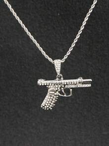 1pc Hip-Hop Personalized Exaggerated Fashion American Retro Pendant Necklace - Silver - View 1