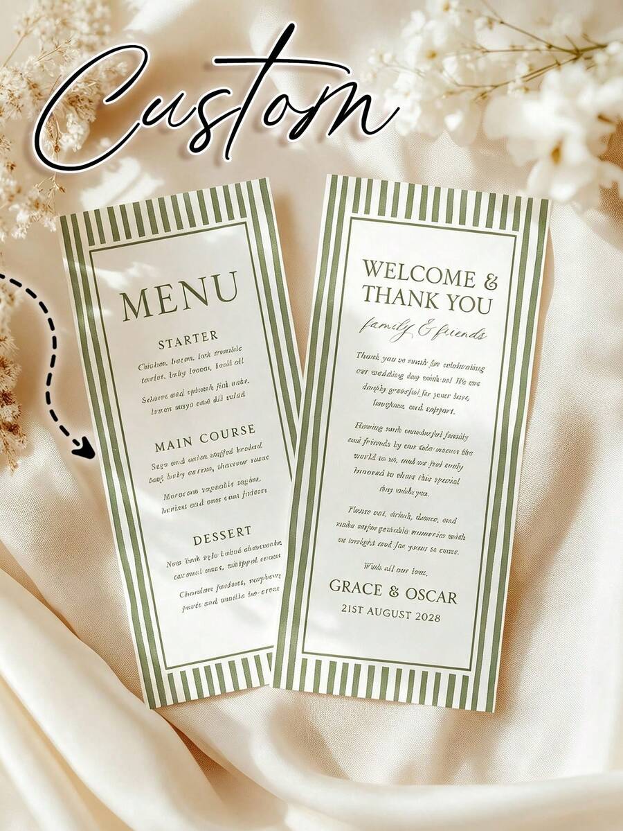 Custom Elegant Minimal Wedding Menu, Personalized Modern Script Dinner Menu, Reception Menu Card, Minimalist Wedding Menu, Engagement Bridal Shower Menu, Anniversary Dinner Menu, Custom Table Card, Wedding Table Decor, Party Dining Menu - Multicolor - View 1