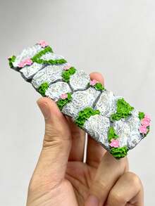 1件鄉村風天然樹脂不規則小徑裝飾品，仿真苔蘚石板附粉色花朵，迷你景觀配件，戶外花園與秋季裝飾，DIY微景觀裝飾，適用於盆栽、生態缸與魚缸 - 多款 - 查看 5
