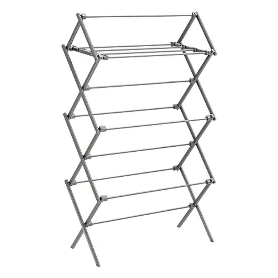 SONGMICS Tendedero Plegable, Tendedero de Ropa, Tendedero Compacto, 37 x 75 x 135.1 cm, Estructura de Acero, Montaje Fácil, Uso Interior Exterior, MLLR770G01 - Gris - Ver 1