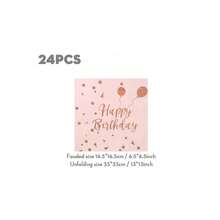 84件組玫瑰金生日派對用品套裝，金色箔一次性紙盤，7/9英吋粉色玫瑰金生日派對盤，金色箔一次性紙盤、杯子、餐巾紙，適合生日派對裝飾 - 彩色 - 查看 10