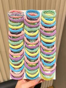 50/100/200 piezas aleatorias de ligas para el cabello de mujer de alta elasticidad, minimalistas y versátiles, de colores sólidos con textura, adecuadas para deportes, uso casual y en el hogar, cuerdas para el cabello duraderas y sin costuras, accesorios para el cabello de uso diario y combinables para mujer - Multicolor - Ver 5
