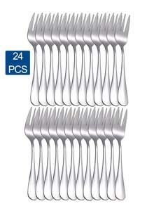 2/4/6/12/24 Pcs Dessert Forks Set , Stainless Steel Cocktail Fork, Appetizer Small Forks, Fruit Salad Fork For Party, Hotel, Restaurant - Silver - View 9