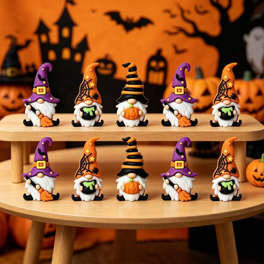 1pc Halloween Party Decoration, Pumpkin Figurine, Ghost Desktop Ornament, Holiday Atmosphere Micro Landscape Decor - Multicolor - View 1