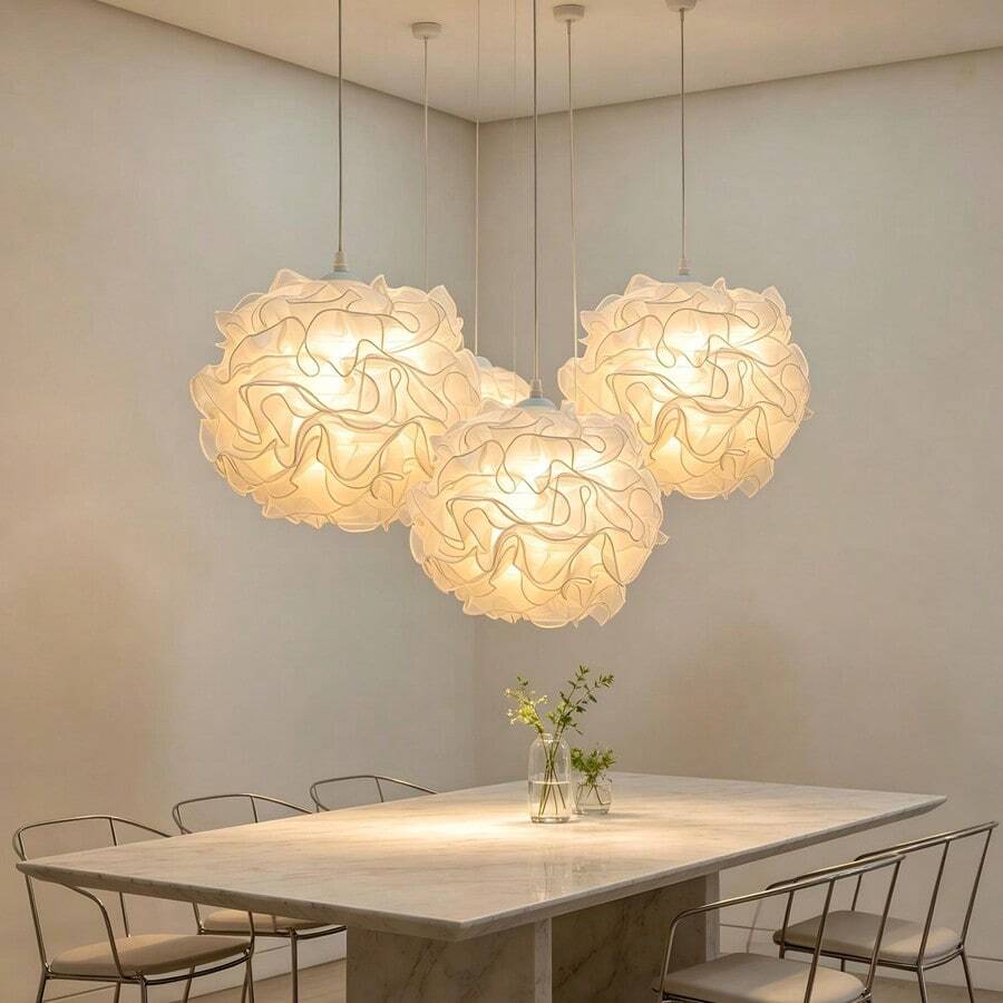 溫馨浪漫歐根紗雙色波浪邊球形燈罩，婚禮餐廳裝飾燈罩，適合多種風格的裝飾配件燈罩