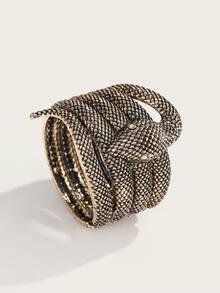 Altistry Vintage Golden Metal Snake Shaped Bangle Bracelet, European And American Style 2025 Scar Cover - Bronze - View 2