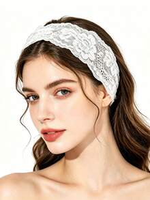 4PCS/1pc European And American Elastic Lace Headband Hairband Cross-Border Hollow Elastic Lace Hairband Hair Accessories - Mixed 4pcs - View 4