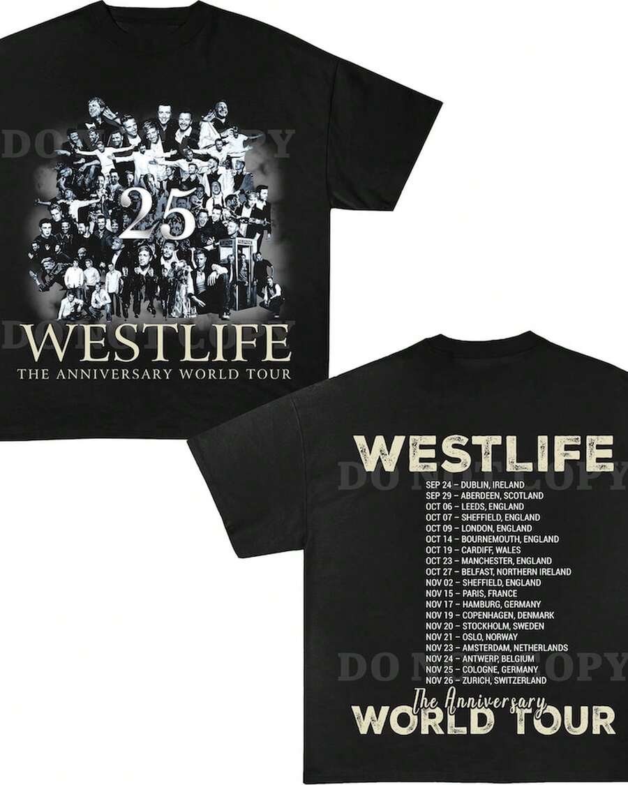 Westlife 25th Anniversary World-Shirt - Black - View 1
