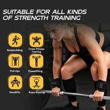 FIVING Palm Pads Gym Grips With D-Ring Stainless Steel, Anti-Slip Callus Guards Hand Protection For Weightlifting Deadlift Pull-Ups Barbell Row, Non-Slip Grip Pads For Men Women Training - Black - View 6