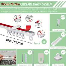 1pc Universal Curtain Track Kit For Ceiling And Wall Mounting With Quiet Sliding And Free Assembly - Dual Fixing 4-In-1 Self-Adhesive And Drill-In Curtain Rail, Easy Installation, Suitable For Bathroom, Window Curtains, Room Dividers, Cabinets And More - 1PC - View 15